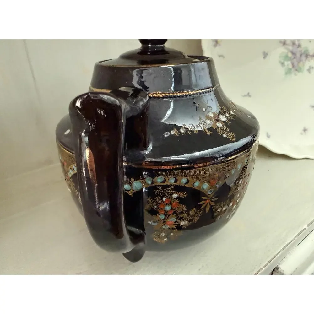 Vintage Price Brothers England Moriage Teapot Brown Gold Floral No. 7
